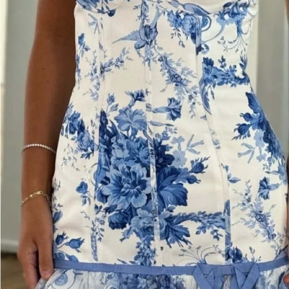 Floral Blue and White Dress